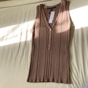 White House Black Market brown ribbed tank top. NWT